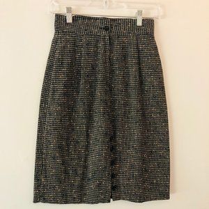 Vintage Tweed Skirt Knee Length XS 70s 80s 90s